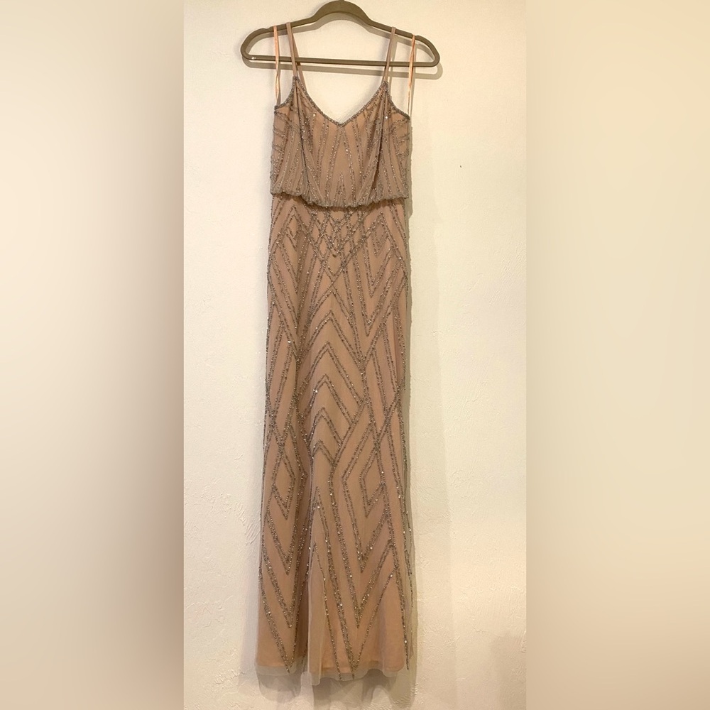 Adrianna Papell Sleeveless Blouson Beaded Gown